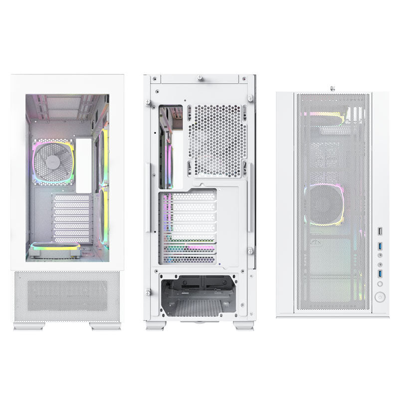 Montech SKY TWO kabinett hvit bakside med ventilasjon