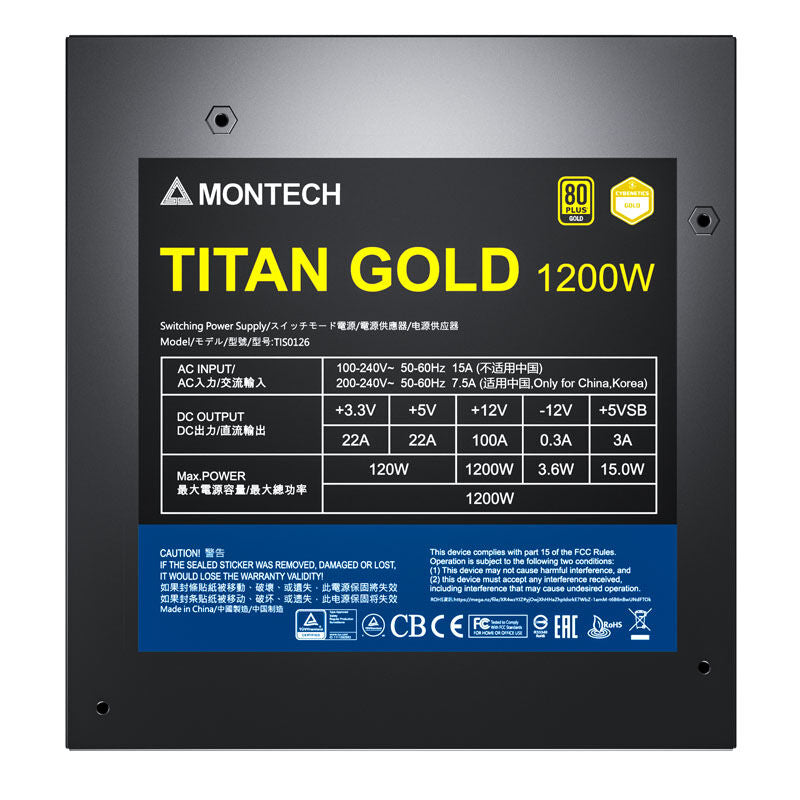 Montech Titan Gold strømforsyning 1200 W vifte