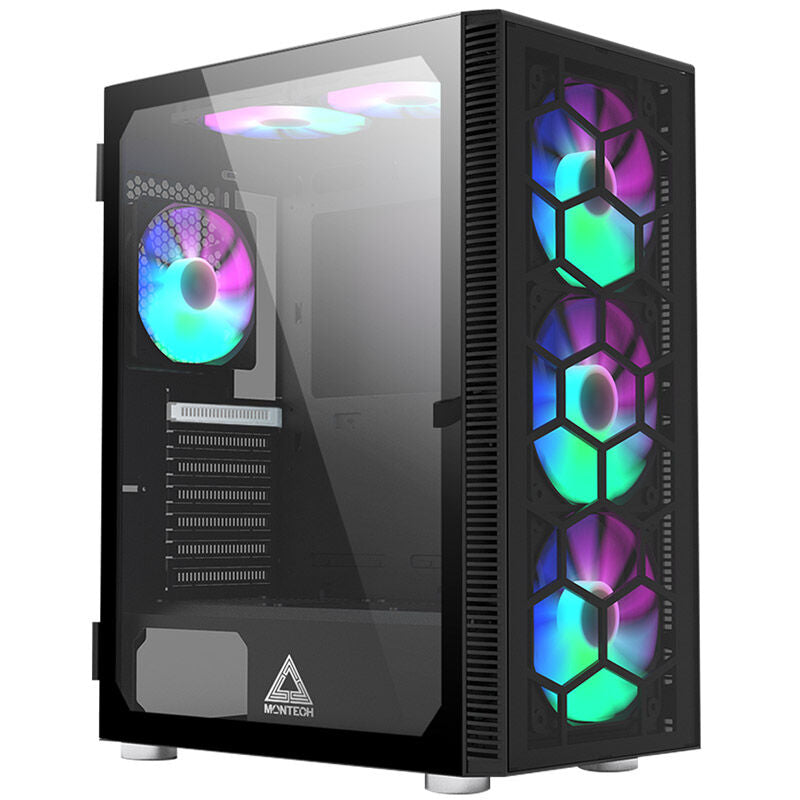 Montech X3 Glass kabinett midtårn RGB herdet glass svart forfra