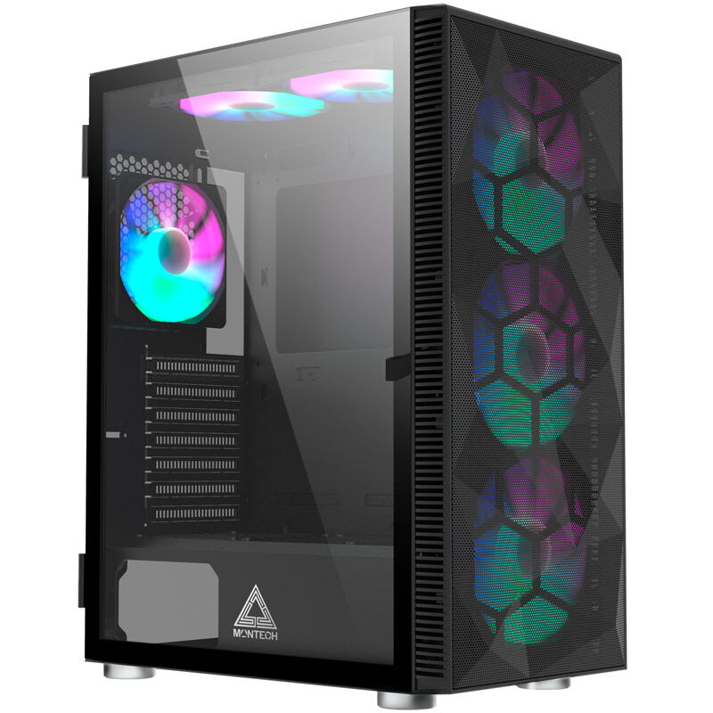 Montech X3 Mesh kabinett midtårn RGB herdet glass svart forfra