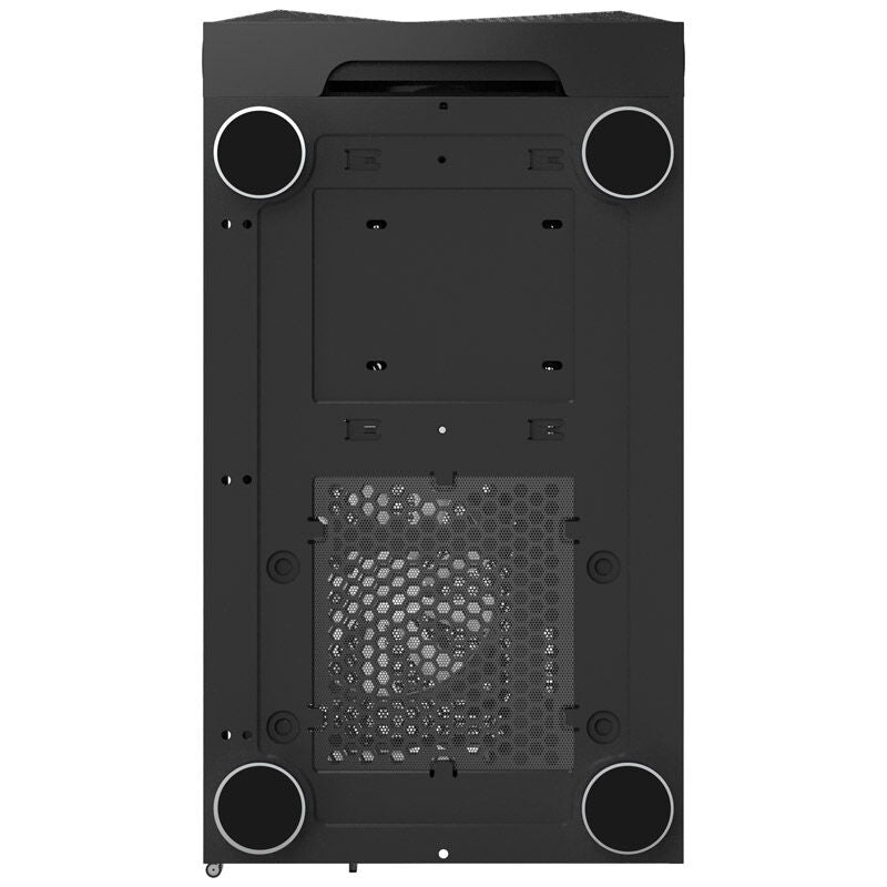 Nærbilde av herdet glass sidepanel på Montech X3 Mesh kabinett midtårn RGB herdet glass svart