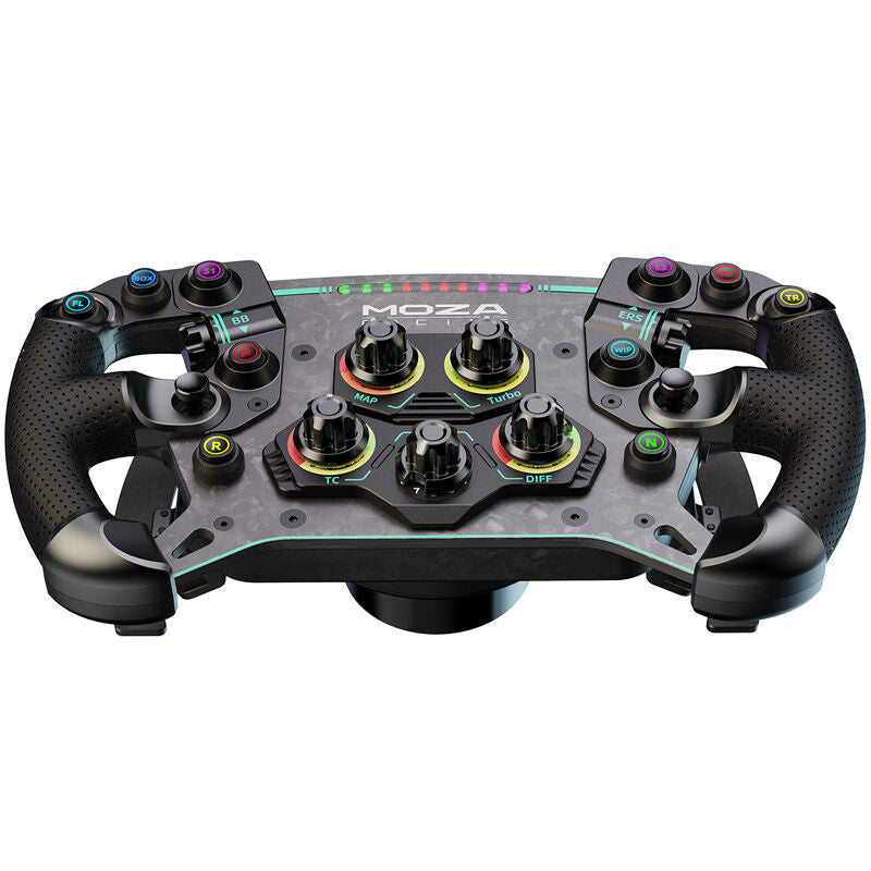 MOZA GS V2P simracingratt aluminium Quick-Release RGB detalj av knapper