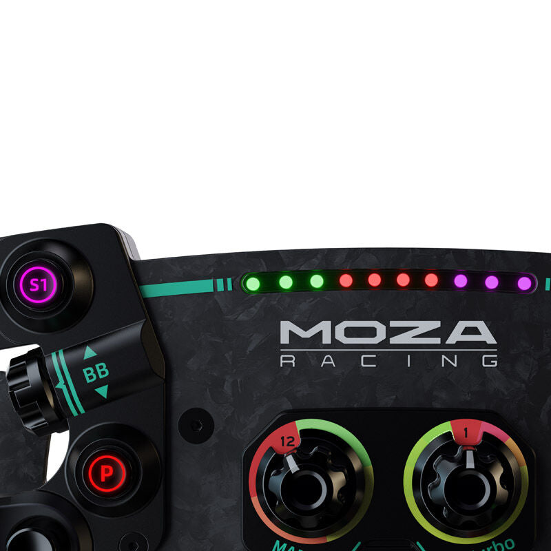 MOZA GS V2P simracingratt aluminium Quick-Release RGB RGB-lys i aksjon