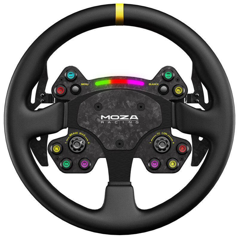MOZA RS V2 rundt ratt 33 cm lær RGB bakside