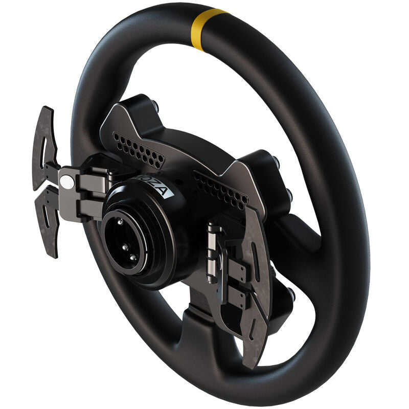 MOZA RS V2 rundt ratt 33 cm lær RGB montert på wheelbase