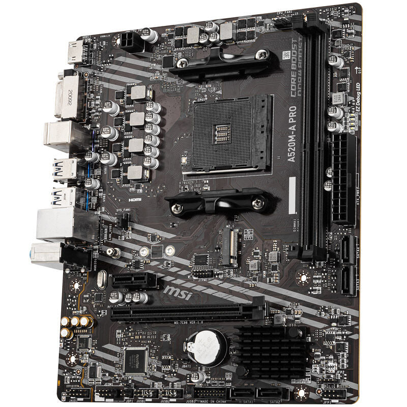 MSI A520M-A Pro hovedkort med AMD AM4 sokkel