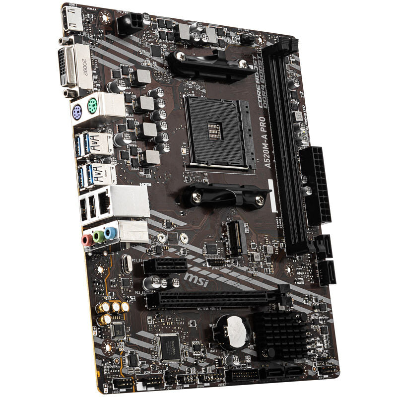 Baksiden av MSI A520M-A Pro hovedkort
