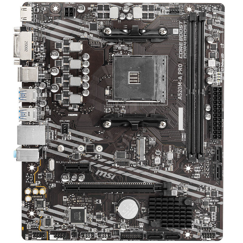 Detalj av MSI A520M-A Pro hovedkort M.2 slot