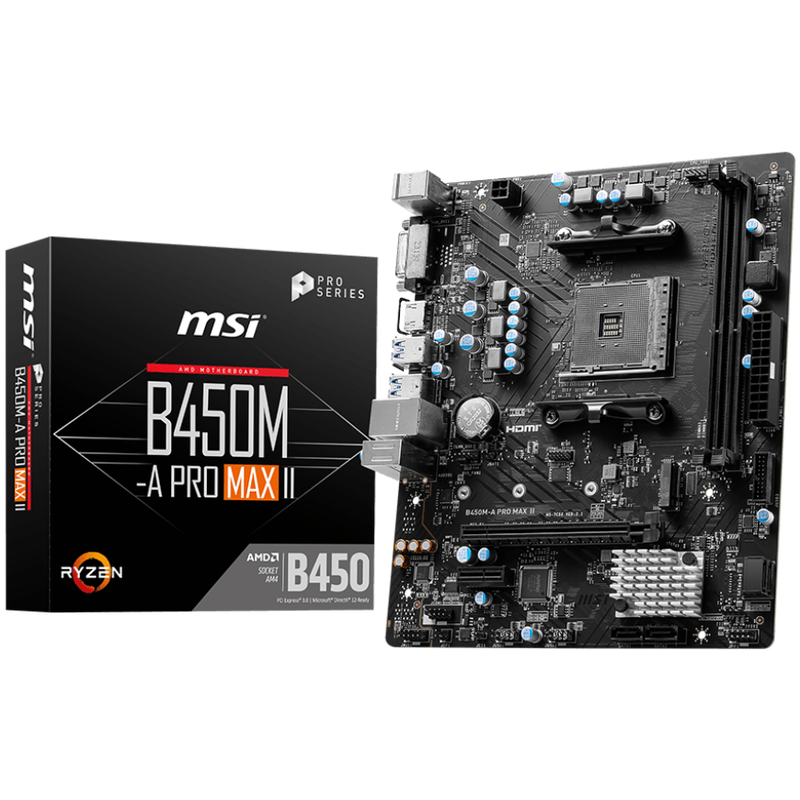 MSI B450M-A PRO Max II hovedkort forfra