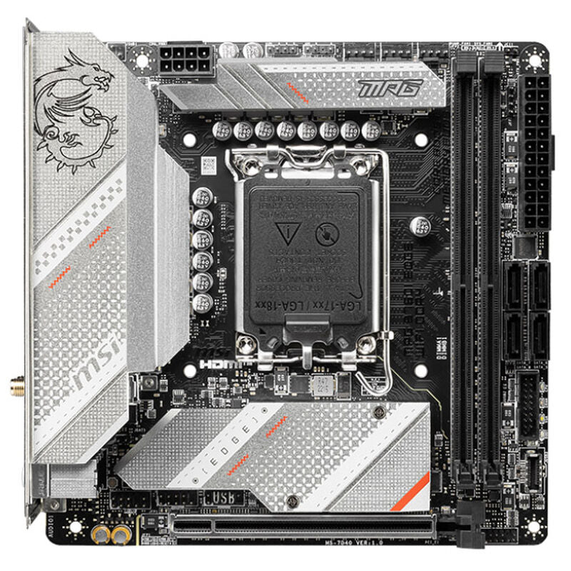 Detaljbilde av MSI B760I Edge WiFi hovedkort PCIe 5.0 slot