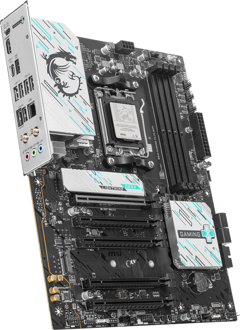 Nærbilde av M.2-kjøler på MSI B840 Gaming Plus WiFi