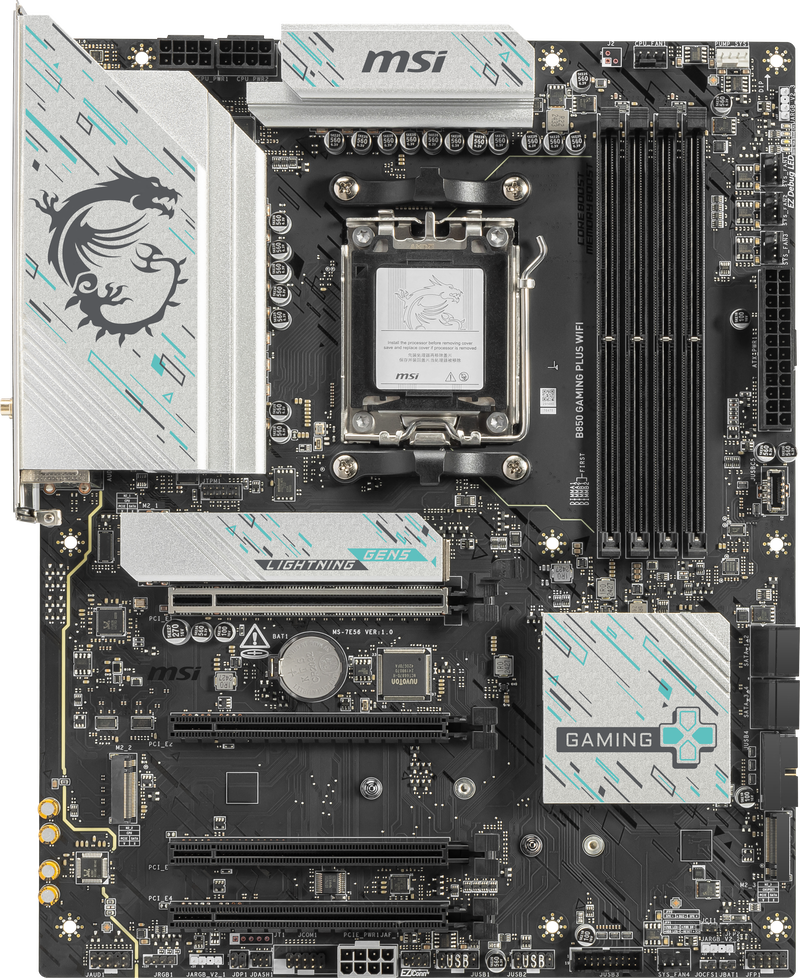 MSI B850 Gaming Plus WiFi hovedkort bakside