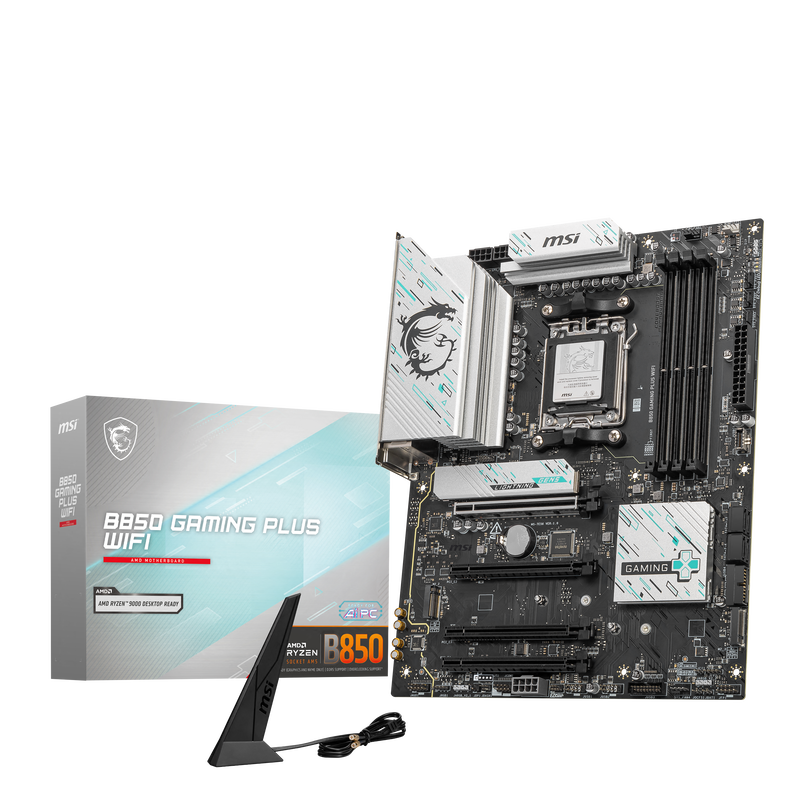 MSI B850 Gaming Plus WiFi hovedkort forfra