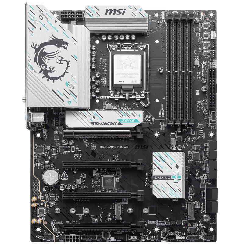 Detalj av MSI B860 Gaming Plus WiFi hovedkort