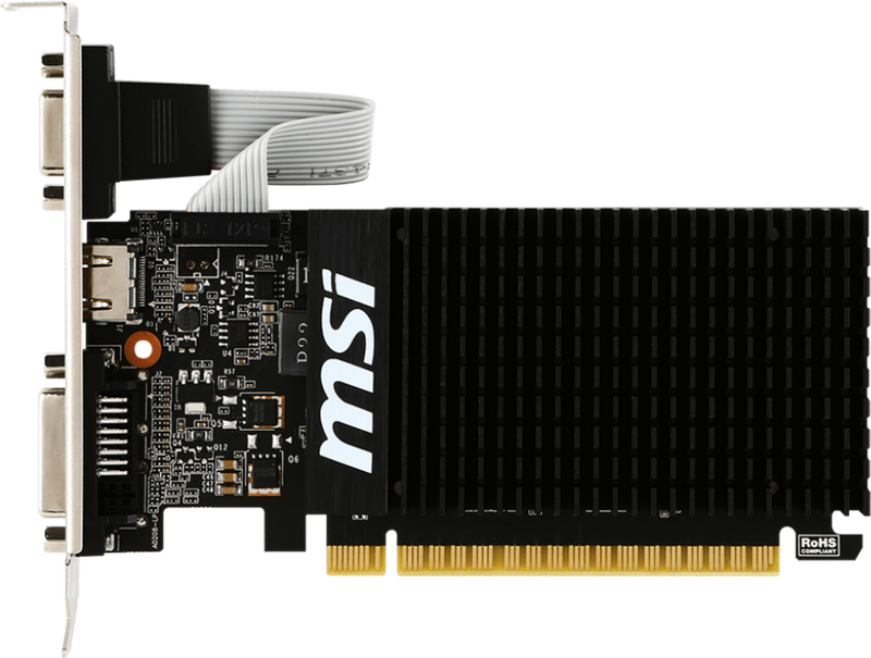 MSI GeForce GT 710 Low Profile grafikkort 2 GB DDR3 vifteløs bakside