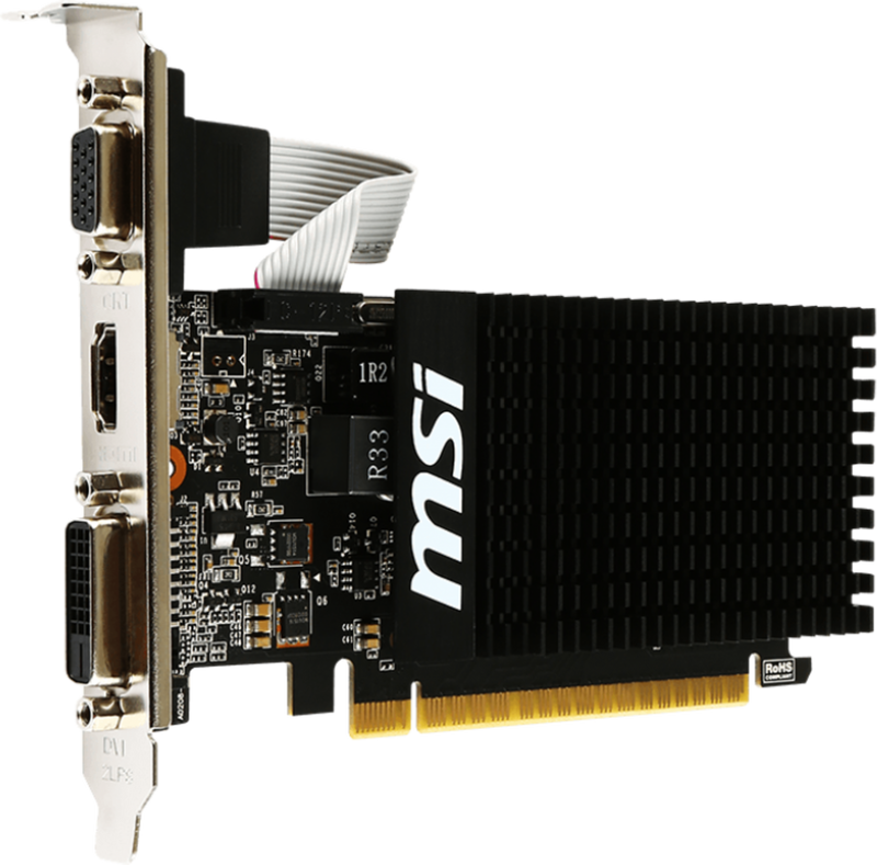 MSI GeForce GT 710 Low Profile grafikkort 2 GB DDR3 vifteløs detalj