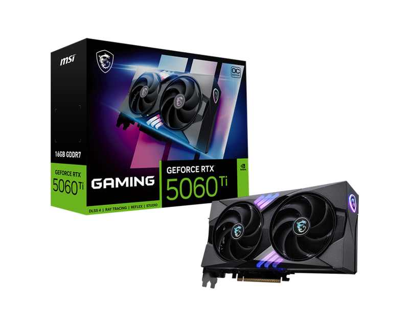 MSI GeForce RTX 5060 Ti Gaming OC grafikkort forfra