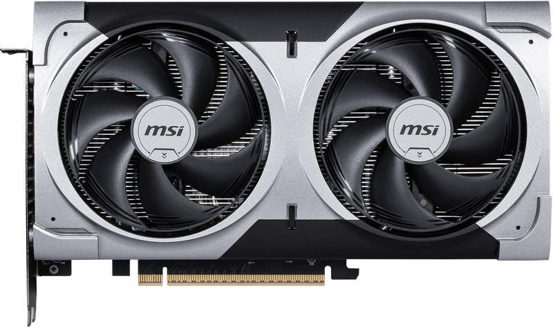 Baksiden av MSI GeForce RTX 5060 Ti Ventus 2X OC Plus grafikkort