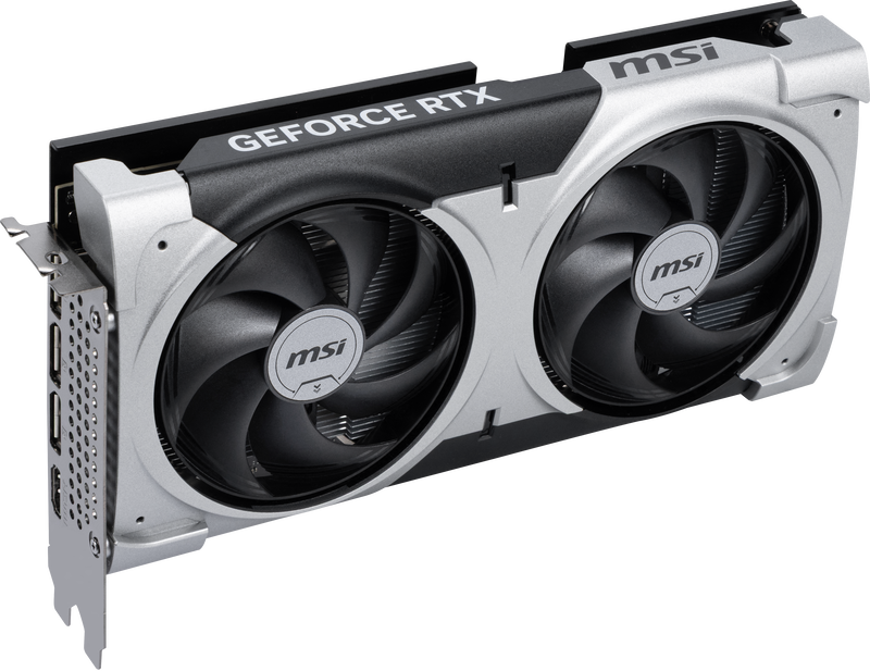 Nærbilde av MSI GeForce RTX 5060 Ti Ventus 2X OC Plus grafikkort