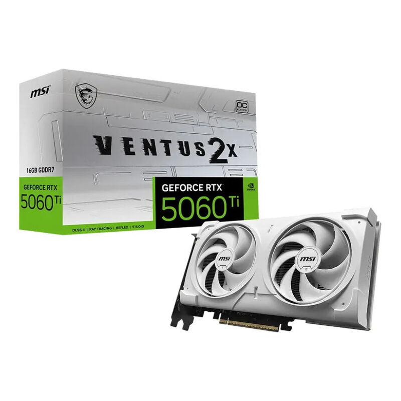 MSI GeForce RTX 5060 Ti Ventus 2X OC White grafikkort forfra