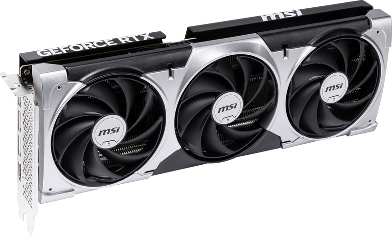 Nærbilde av MSI GeForce RTX 5060 Ti Ventus 3X OC viftesystem