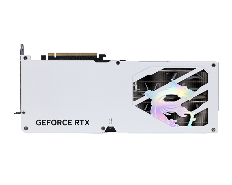 MSI GeForce RTX 5080 Gaming Trio OC grafikkort hvit montert i PC