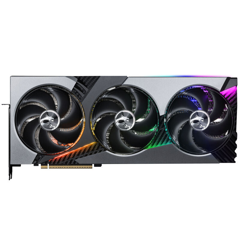 Detalj av MSI GeForce RTX 5080 Vanguard SOC grafikkort kjølevifter