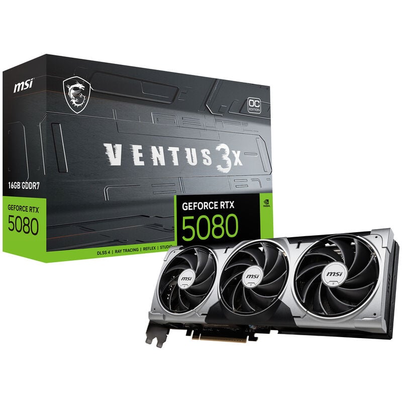 MSI GeForce RTX 5080 Ventus 3X OC grafikkort forfra