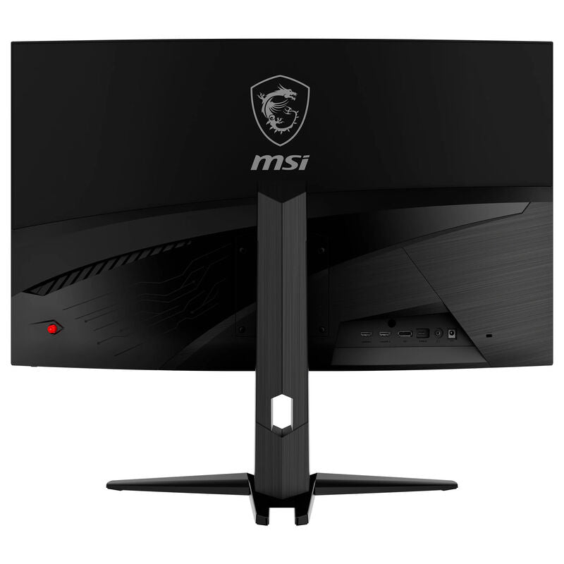 Nærbilde av skjermoverflate på MSI MAG 321CUPDFDE 31,5" curved gamingskjerm