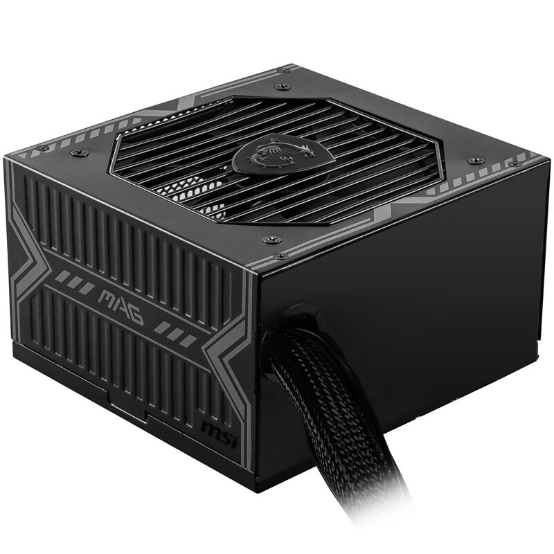Detalj av MSI MAG A750BN strømforsyning kabler