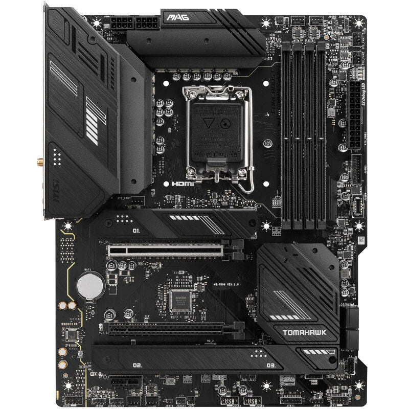 Detalj av PCIe-spor på MSI MAG B760 Tomahawk WiFi