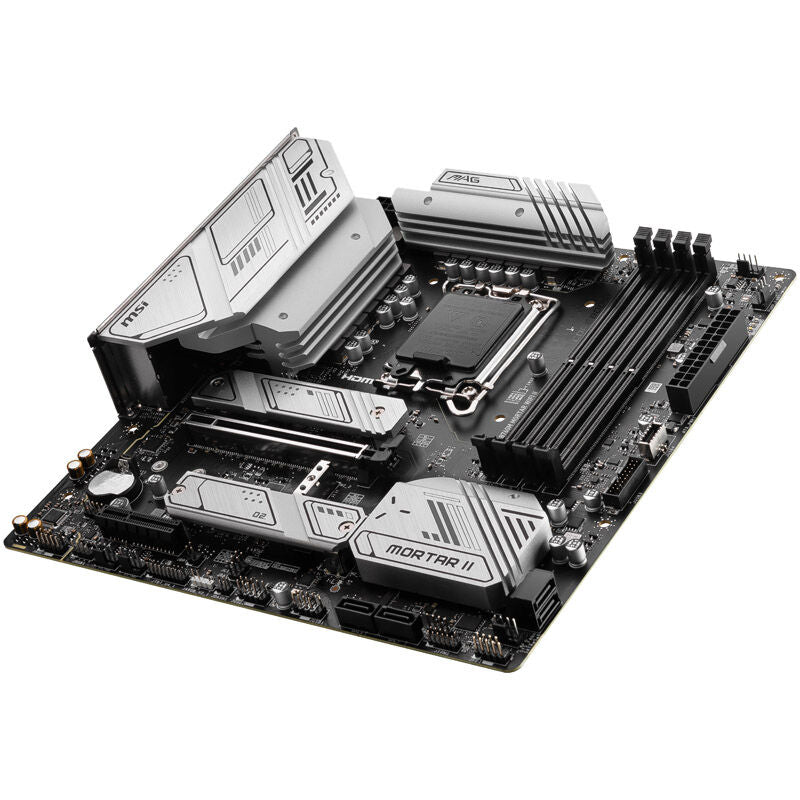 Nærbilde av MSI MAG B760M Mortar WiFi II hovedkort CPU-sokkel