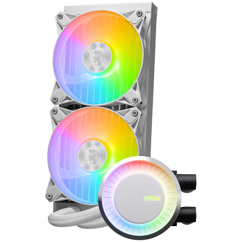 MSI MAG Coreliquid E240 White AIO vannkjøling bakside