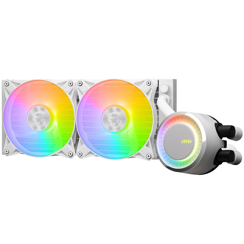 Montert MSI MAG Coreliquid E240 White AIO vannkjøling i PC