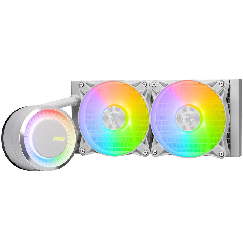 Nærbilde av MSI MAG Coreliquid E240 White AIO vannkjøling vifte