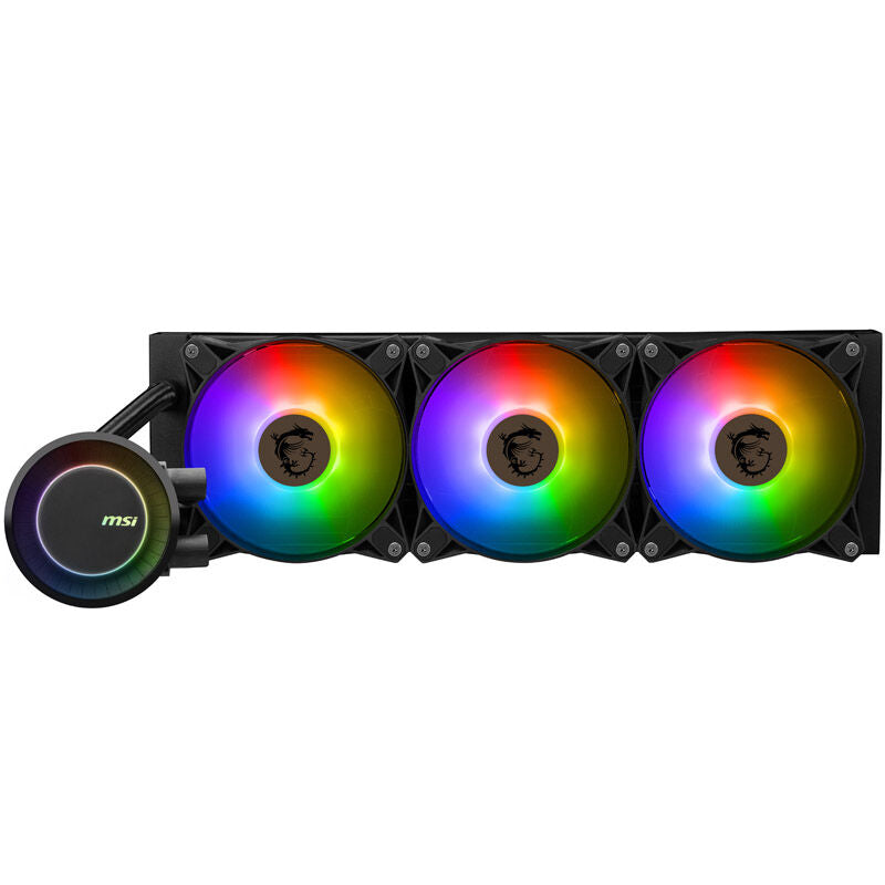 MSI MAG Coreliquid E360 AIO vannkjøling 360 mm RGB RGB-vifter detalj