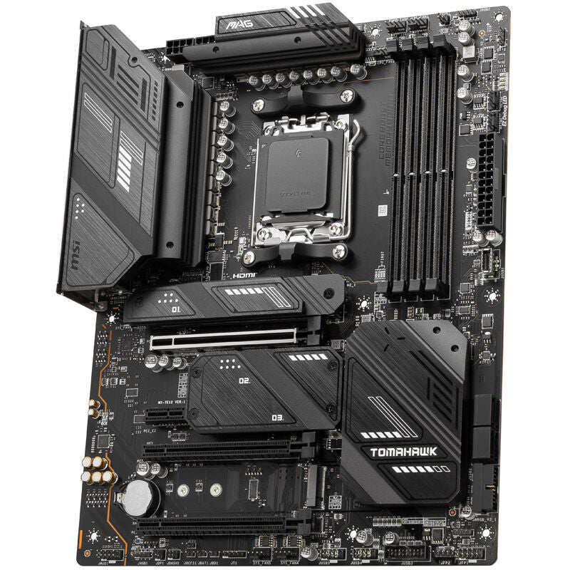 Oversikt over MSI MAG X670E Tomahawk WiFi hovedkortets tilkoblinger