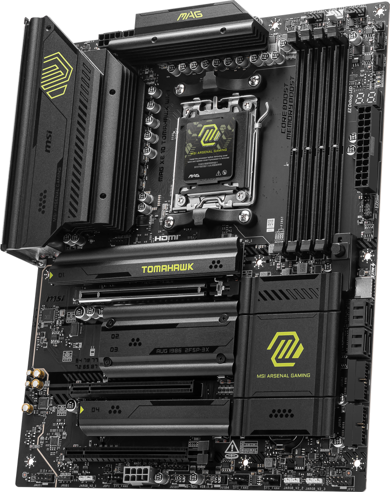 Montert MSI MAG X870 Tomahawk WiFi hovedkort i PC