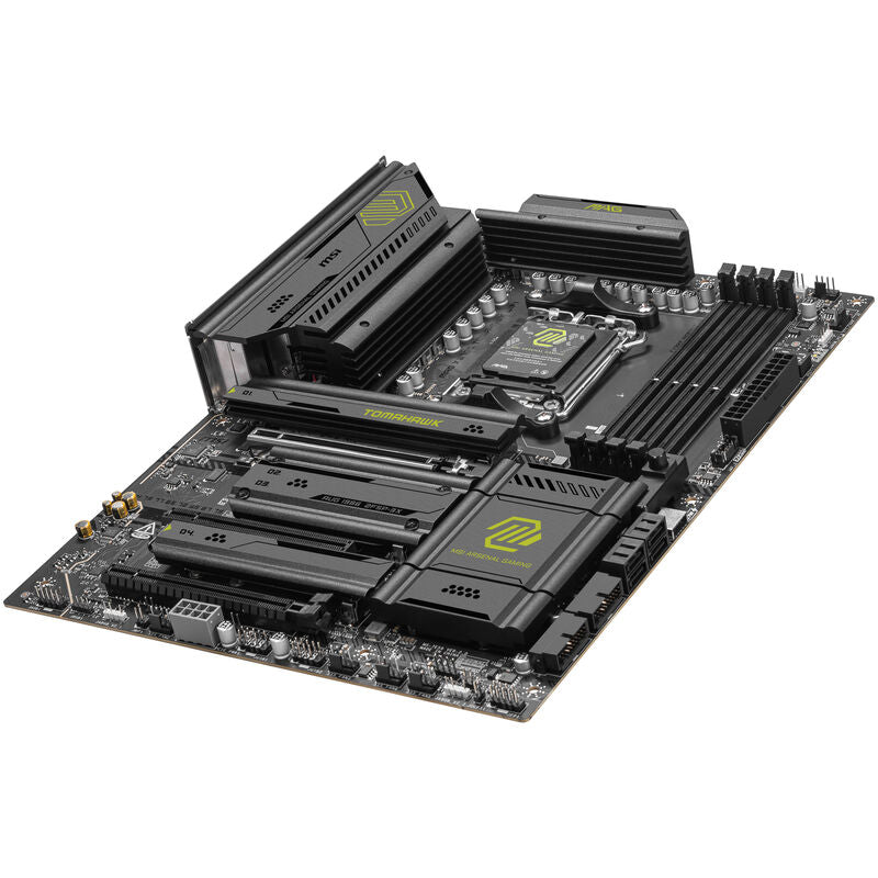 Nærbilde av MSI MAG X870E Tomahawk WiFi hovedkort kjøleribber