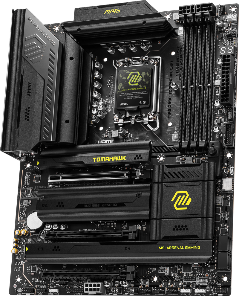 MSI MAG Z890 Tomahawk WiFi hovedkort montert i PC