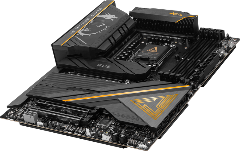 MSI MEG Z890 ACE hovedkort montert i PC-kabinett