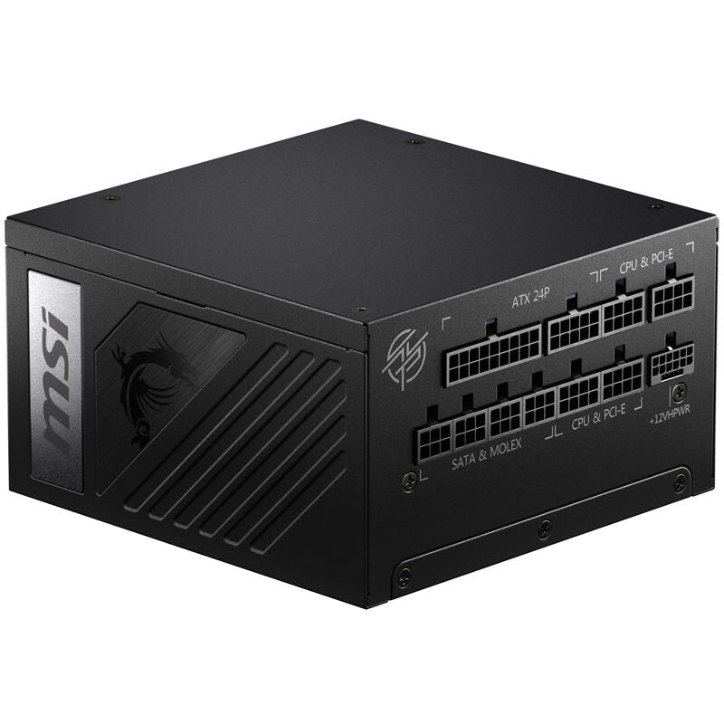 MSI MPG A1000G PCIe5 strømforsyning montert i PC-kabinett