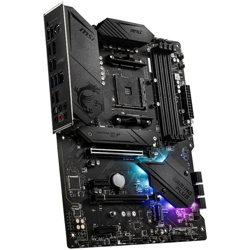 Bakside av MSI MPG B550 Gaming Plus hovedkort