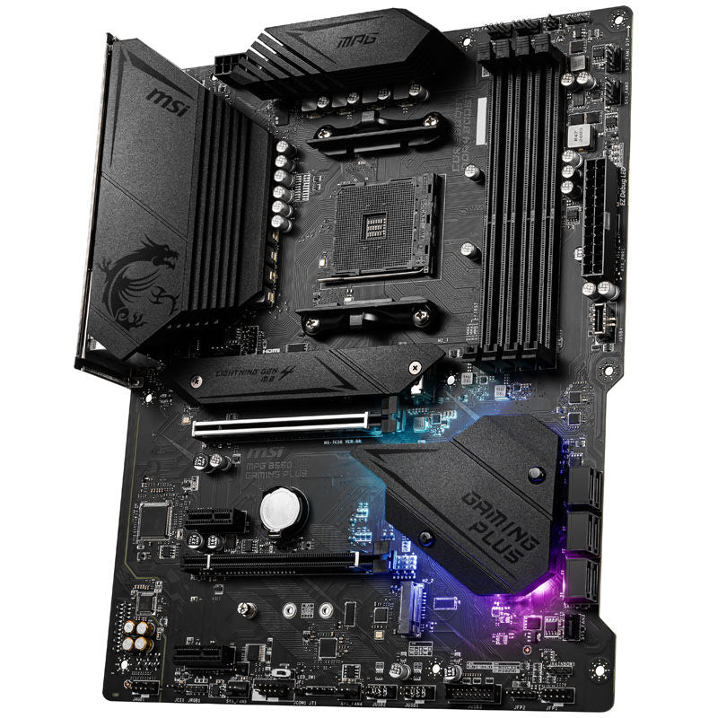 MSI MPG B550 Gaming Plus hovedkort med synlige M.2-porter