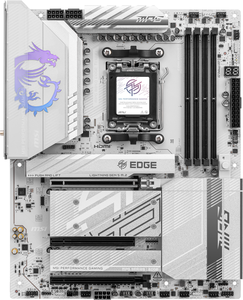 MSI MPG B850 Edge TI WiFi hovedkort bakside