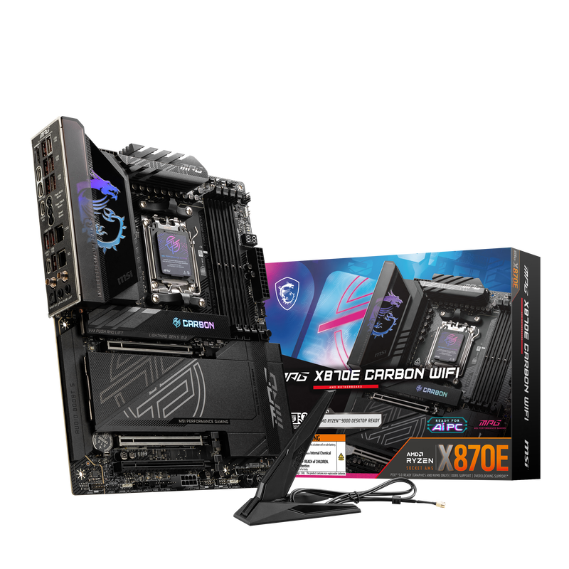 MSI MPG X870E Carbon WiFi hovedkort forfra