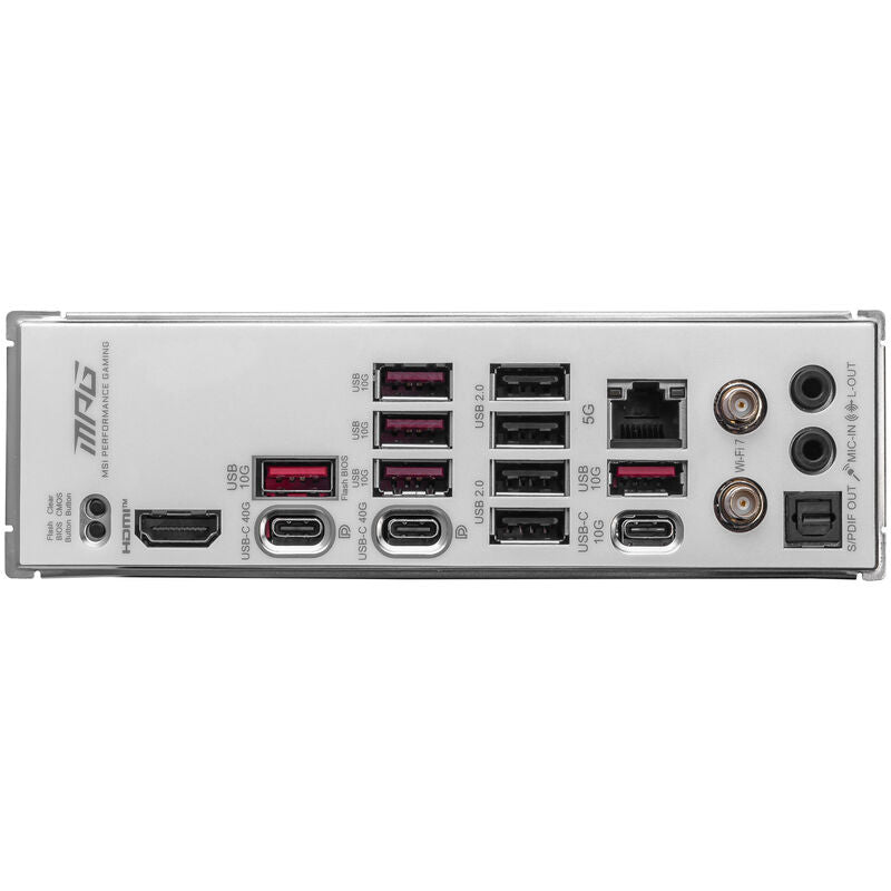 Montert MSI MPG X870E Edge TI WiFi hovedkort i PC-kabinett