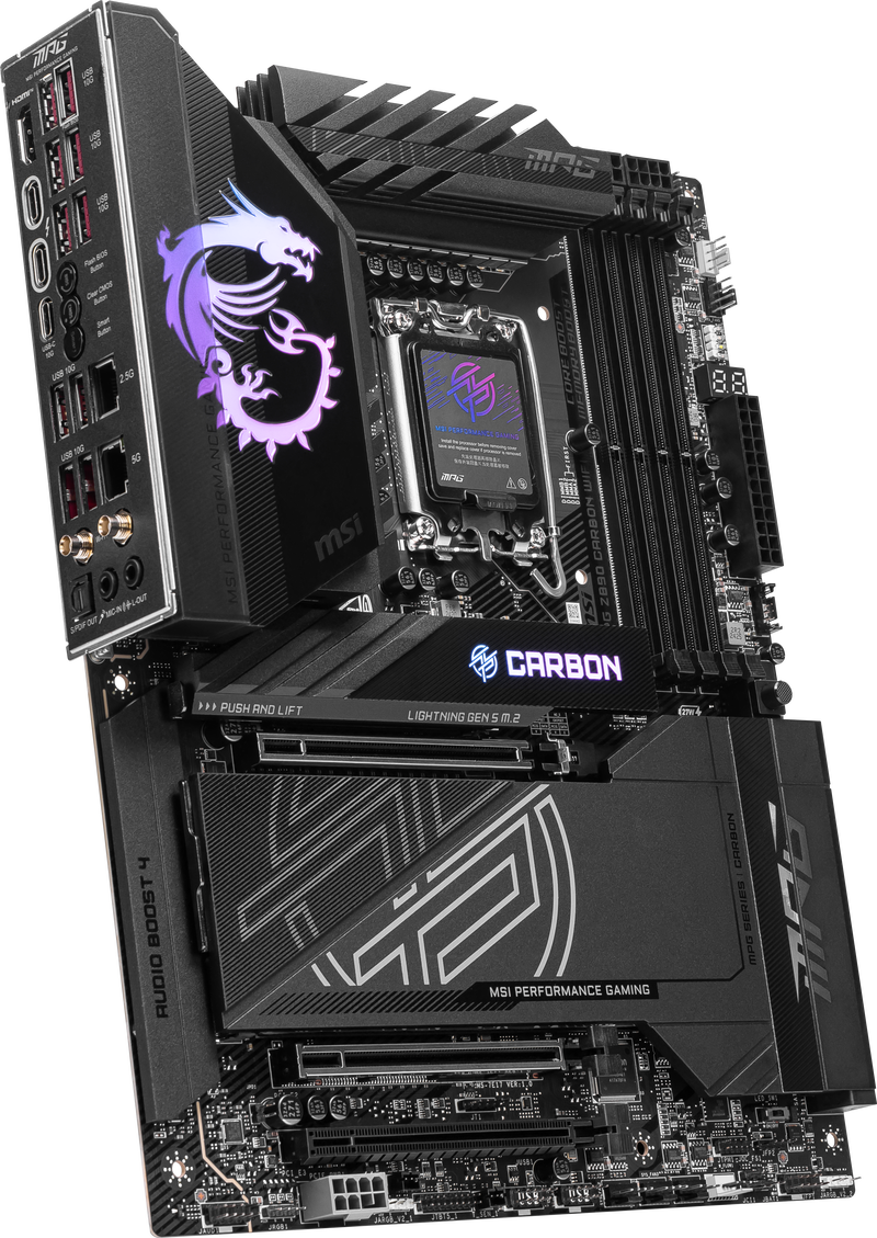 MSI MPG Z890 Carbon WIFI hovedkort bakside