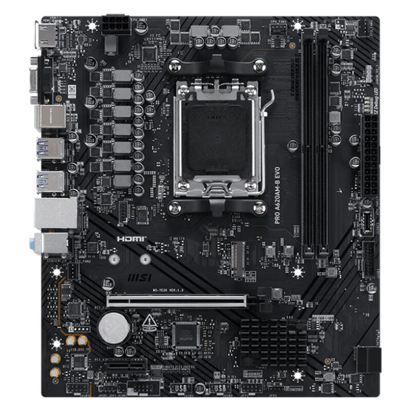 MSI PRO A620AM-B EVO detalj av PCIe-spor