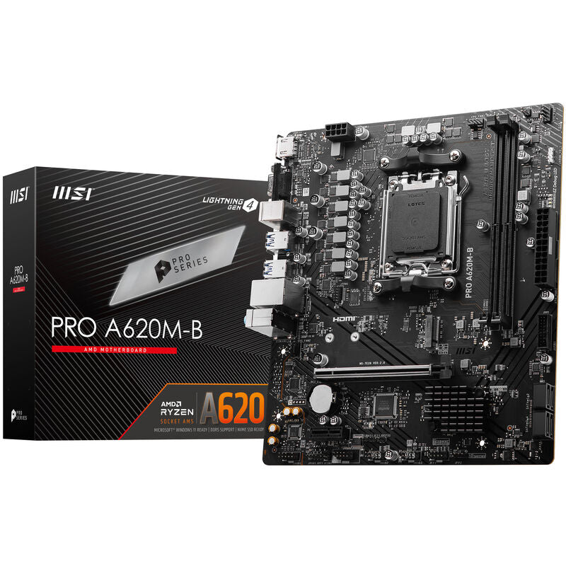 MSI PRO A620M-B hovedkort AM5 mATX DDR5 forfra